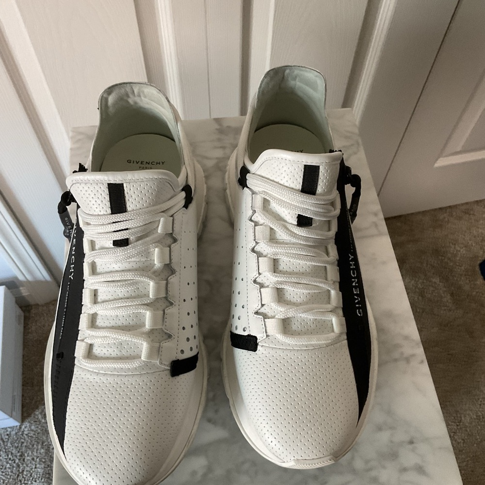 Givenchy White and Black Perforated Sneakers